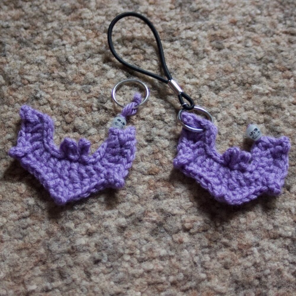 Purple Bat Keychain Glow in the Dark Bead